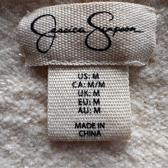 Jessica Simpson Women’s Crop Cardigan Sweater Embroidered Floral Cream NEW - Picture 9 of 11